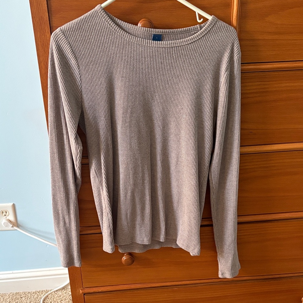 Old Navy Women's Ribbed Tan Crew Neck Top